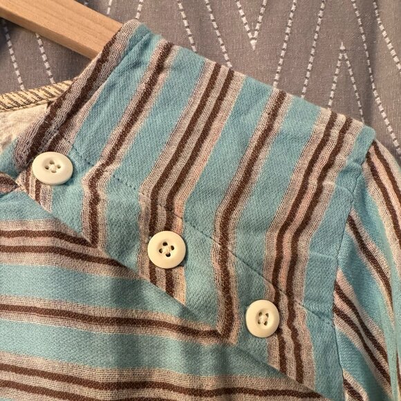 Ace & Jig Light Blue Striped Shirt with Tie Collar - L - Picture 9 of 11